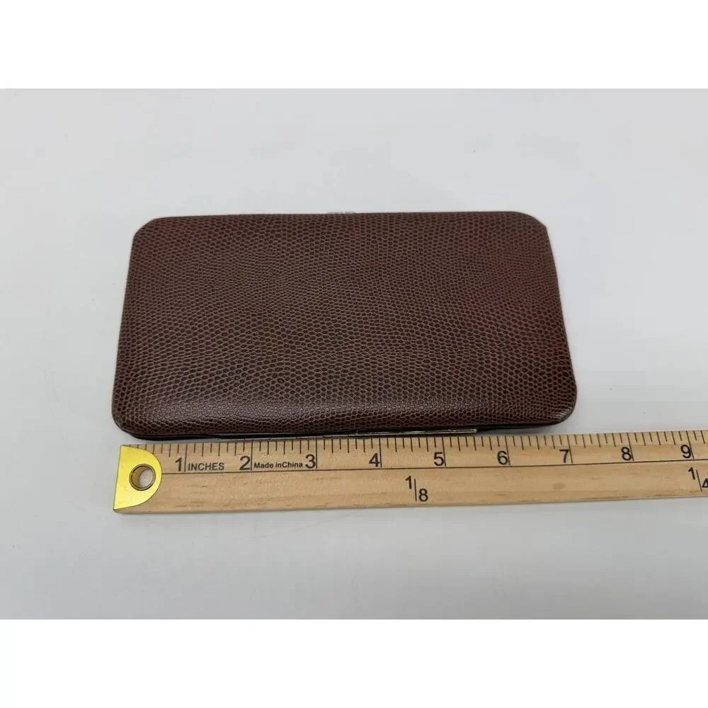 Chicastic Brown Faux Lizard Skin Hard Case Clutch Wallet Card Slots ID Window